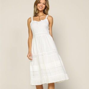 NWT Skies are Blue White Eyelet Midi Dress, Medium